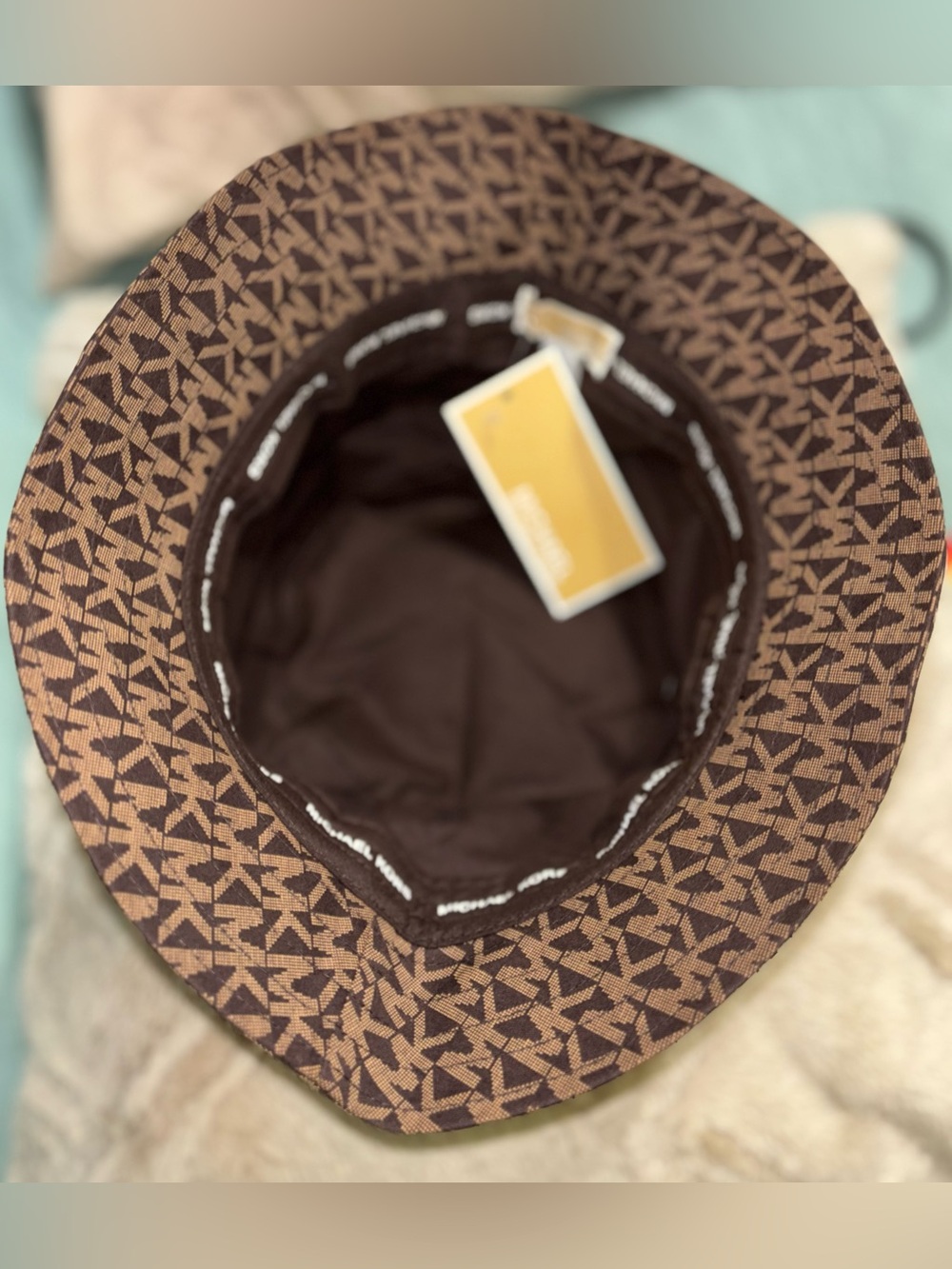 Michael Kors Dark Brown & Tan MK Logo Bucket Hat - Picture 3 of 3